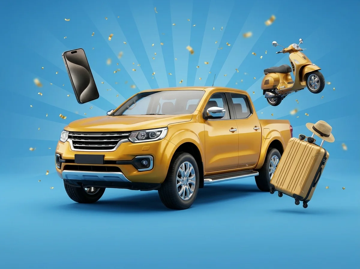 Premios referenciales: camioneta 0 km, smartphone, moto y viajes